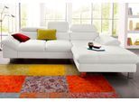 Ecksofa COTTA "Driver L-Form, B: 268 cm, moderne Couch mit Wellenunterfederung, Leder", weiß (altweiß), B:268cm H:73cm T:169cm, LEDER BEEFY (ein abgedecktes Spalt-Rindsleder) im Sitz und Rücken (Korpus in Kunstleder);Luxus-Kunstleder;Kunstleder SOFTLUX;Leder Pampas (echtes Rindsleder), Rückseite mit schwarzem Spannstoff bezogen, Sofas, Ecksofa, Kopfteilverstellung, opt. Schlaffunktion + XL Bettkas