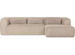 Ecksofa WOOOD "Bean Bezug Rechts mit hoher Sitzkomfort, H 73 x B 305 x T 96/175 cm", travertin, B:305cm H:73cm T:175cm, Sofas, Ecksofa, Ripsstoff, Tragkraft 400 kg, pfleigleicht, Gute Verschleißfestigkeit