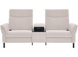2-Sitzer HOME AFFAIRE "Sisto, inklusive 2x Relaxfunktion motorisch mit Herz-Waage-Beschlag", weiß, B:202cm H:108cm T:94cm, 100% Polyester, Sofas, 2-Sitzer, Zwischenelement mit Tisch, Steckdose & USB-Ladestation