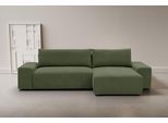 Ecksofa WERK2 "Amsterdam 300 x 150 cm modern und bequem", grün (mayfly), B:300cm H:76cm T:150cm, 92% Polyester, 8% Nylon, Sofas, Ecksofa, Struktur fein, L-Form, XXL, Schlaffunktion, Bettkasten