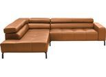 Ecksofa HOME AFFAIRE "Claya, L-Form, incl. Kopfteilverstellung, Breite 276 cm", braun (cognac), B:276cm H:71cm T:219cm, 100% Leder, Sofas, Ecksofa, wahlweise elektrischer Sitzvorzug