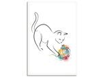 Wandbild OTTO HOME "Katze mit Spielzeug II", bunt (farbe bild(er): weiß), B:40cm H:60cm T:1,7cm, Holz, Leinwand, Bilder, Wandbild, als Poster oder Leinwandbild in versch. Größen