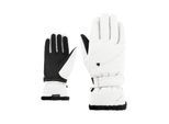 Skihandschuhe ZIENER "KEAKA-Z AQUASHIELD PrimaLoft DAMEN", Damen, Gr. 8, schwarz-weiß (weiß), Materialmix, Handschuhe Skihandschuhe, wasserdicht, winddicht, atmungsaktiv, extra warm, Plüschfutter