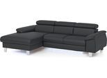 Ecksofa COTTA "Komaris L-Form,B:244cm, inkl. Kopfteilverstellung, Wellenunterfederung", schwarz, B:244cm H:72cm T:166cm, Microfaser PRIMABELLE (100% Polyester);Kunstleder SOFTLUX(100%Polyurethan);Feinstruktur (100% Polyester);Kunstleder SOFTLUX/Struktur (100%Polyurethan, 90%Polyester, 10% Polyacryl), Sofas, Ecksofa, optional mit Schlaffunktion und Bettkasten, plus opt. LED Beleuchtung