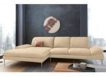 Ecksofa W.SCHILLIG "enjoy&MORE, Designsofa, bequem, zeitlos und elegant, L-Form", beige (sahara s37), B:340cm H:87cm T:185cm, Chenille-Flachgewebe R66 (85% Polyester, 15% Nylon);Longlife Xtra-Leder Z59: Glattleder mit modischer Prägung. Hautstärke 0, 9 - 1, 1 mm;Stoff S37 (100% Polyester), Sofas, Ecksofa, mit Sitztiefenverstellung, Füße Chrom glänzend, Breite 340 cm