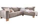 Ecksofa HOME AFFAIRE "Hörnum bequemes Wohlfühlsofa, Federkern, Breite 281cm, L-Form", grau (taupe), B:281cm H:85cm T:220cm, Korpus/Basismaterial: 85% Polyester, 15% Viskose. Sitzfläche: 85% Polyester, 15% Viskose, Sofas, Ecksofa, wahlweise mit motorischer Relaxfunktion, mit verstellbarer Kopfstütze