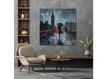 Leinwandbild QUEENCE "London bei Regen", grau (weiß, neutral), B:40cm H:40cm T:1,5cm, Canvas, Holz, Bilder, Leinwandbild