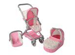 Kombi-Puppenwagen CHIC2000 "Fides 3in1", rosa (schmetterling rosa), Puppenwagen, KinderB:61cm H:85cm T:61cm, Kunststoff, Polyester, Stahl, Kombi-Puppenwagen, mit Babywanne, Sportsitz und Autositz, B:61cm H:85cm T:61cm