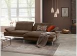 Ecksofa W.SCHILLIG "enjoy&MORE, Designsofa, elegant und bequem, L-Form", braun (mocca s37), B:294cm H:87cm T:185cm, Chenille-Flachgewebe R66 (85% Polyester, 15% Nylon);Longlife Xtra-Leder Z59: Glattleder mit modischer Prägung. Hautstärke 0, 9 - 1, 1 mm;Stoff S37 (100% Polyester), Sofas, Ecksofa, mit Sitztiefenverstellung, Füße Chrom glänzend, Breite 294 cm