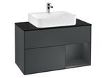 Villeroy und Boch Finion Waschtischunterschrank G122HGHG 100cm, Abdeckplatte black matt, Emotion, Regal rechts Midnight Blue Matt Lacquer, Midnight Blue Matt Lacquer