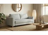 BRUNO Schlafsofa 140cm in Hellgrau | Klassik | stabiles Massivholz & Boxspringkomfort