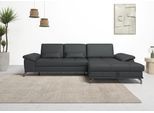 Ecksofa OTTO HOME "Costello L-Form, B: 301cm, Sitztiefen & Armteilverstellung, Federkern", schwarz, B:301cm H:89cm T:176cm, Luxus-Microfaser (90% Polyester, 10% Polyamid);Samtoptik (100% Polyester), Sofas, Ecksofa, 3 Nierenkissen, mit Schlaffunktion & Bettkasten