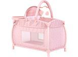 Puppenbett BAYER "Multi-Puppenbett", rosa mit herzen, Puppenmöbel, KinderB:37,5cm H:62cm T:65cm, Puppenbett, mit integriertem Hochstuhl, Wickelablage und Mobile, B:37,5cm H:62cm T:65cm