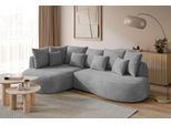 Ecksofa HOMSY BY ANA JOHNSON "PEBBLA L-Form mit vielen Kissen, modernes Design, Bezug- Struktur", grau (anthrazit), B:267cm H:87cm T:169cm, 100% Polyester, Sofas, Ecksofa, Breite 267 cm, Design-Sofa mit Ottomane recht/links bestellbar