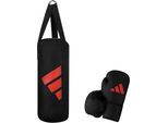 Boxsack ADIDAS PERFORMANCE "Junior Box-Pack", schwarz (schwarz, rot), Boxsäcke, B/H/L: 19cm x 43cm x 19cm, Boxsack, B:19cm H:43cm L:19cm Ø:19cm