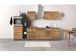 Küchenzeile KOCHSTATION "KS-Samos", braun (küche: natur, front: wotaneiche, korpus: grafitgrau, arbeitsplatte: anthrazit), B:300cm H:200cm T:60cm, Komplettküchen-Sets, Küchenzeile, Breite 300 cm, wahlweise mit E-Geräten und Induktionkochfeld