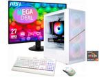 GAMEMAX Gaming-PC-Komplettsystem "MegaDeal AERIS MW 2862 AMD Ryzen 7 5700X 32GB 1TB SSD RTX 5060", Energieeffizienz: D, weiß, Microsoft Windows 11 Home (64 Bit), 32 GB RAM 1.000 GB SSD, Computer_Komplettsysteme, Windows 11 + MSI PRO MP272L LCD-Monitor, 68,6cm (27"), Gaming-PC-Komplettsystem