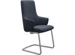 Polsterstuhl STRESSLESS "Laurel", blau (oxford blau paloma, chrom glänzend), B:58cm H:105cm T:60cm, Leder PALOMA: PALOMA ist ein durchgefärbtes Semianilin-Möbelleder mit natürlicher Narbung., Stühle, Polsterstuhl, High Back mit Armlehne, Größe L, mit Beinen aus Stahl in Chrom