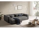 Ecksofa "PIARA XXL Struktur u. Leinenoptik, Big-Sofa, L-Form", grau (anthrazit), B:288cm H:66cm T:198cm, 100% Polyester, LEGER HOME BY LENA GERCKE, Sofas, Ecksofa, wahlweise Ottomane rechts/links, Kedernaht, extra tiefe Sitzfläche