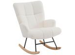 P & B Schaukelstuhl , Beige , Holz, Metall, Textil , Kautschukholz , massiv, Sperrholz , 67x85x85 cm , Wohnzimmer, Sessel, Schaukelstühle