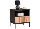 Xora Nachttisch , Schwarz, Eiche Wotan , Holzwerkstoff , 1 Schublade(n) Schubladen , 51.6x56x38 cm , Typenauswahl, umfangreiches Zubehör erhältlich , Schlafzimmer, Nachttische