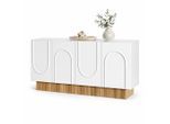 Stilvora Sideboard, Weiß, Natur, Metall, Holzwerkstoff, Rechteckig, 160x38x75 cm, Wohnzimmer, Kommoden & Sideboards, Sideboards
