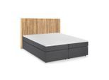 Livetastic , Naturfarben, Dunkelgrau , Holz, Textil , Teakholz , massiv , H3 , 180x200 cm , Matratze geteilt ,