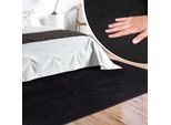 Teppich MERINOS "Loft 37, Kunstfellteppich", schwarz, B:60cm H:16mm L:110cm, Polyester, Teppiche, Teppich, weich und kuschelig, Fell Haptik, Anti-Rutsch-Unterseite
