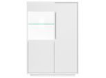 Carryhome Highboard, Weiß, Glas, Holzwerkstoff, 5x Holz/ 1x Glas Fächer, kaltweiß, 90x130x38 cm, Typenauswahl, Beimöbel erhältlich, stehend, Wohnzimmer, Kommoden & Sideboards, Highboards