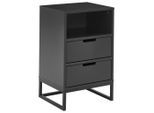 Novel Nachtschrank, Anthrazit, Schwarz, Metall, Holzwerkstoff, 2 Schublade(n) Schubladen, 47.6x74x40 cm, Bsci, Schlafzimmer, Nachttische