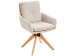 Livetastic Armlehnstuhl , Creme , Holz, Metall, Textil , Eiche , massiv , Füllung: Schaumstoff , konisch , 58x91x63.5 cm , Sitzfläche 360° drehbar , Esszimmer, Stuhl, Polsterstühle