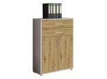 Mid.you , Hellgrau, Eiche Artisan , Holzwerkstoff , 1 Fächer , 2 Schublade(n) Schubladen , 84.4x113.6x33 cm , erweiterbar ,