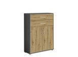 Mid.you , Anthrazit, Eiche Artisan , Holzwerkstoff , 1 Fächer , 2 Schublade(n) Schubladen , 84.4x113.6x33 cm , erweiterbar ,