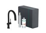 hansgrohe Aqittura M91 Küchenarmatur 76839670 SodaSystem 210, Ausziehauslauf, Starter Set, mattschwarz