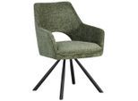 Ambia Home Armlehnstuhl , Grün, Schwarz , Metall, Textil , Drehkreuz , 60x85x63 cm , inklusive Armlehnen, Sitzfläche 180° drehbar , Esszimmer, Stuhl, Polsterstühle