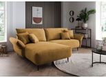 Ecksofa HOME AFFAIRE "Amarena modern & bequem, verstellbare Armlehnen, L-Form", gold, B:255cm H:95cm T:178cm, 93% Polyester, 7% Polyamid, Sofas, Ecksofa, inklusive Armlehnenverstellfunktion, inkl. 4x Zierkissen