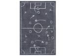 Hanse Home Kinderteppich Adventures, Dunkelgrau, Textil, Fußball, rechteckig, 160x235 cm, Oeko-Tex® Standard 100, für Fußbodenheizung geeignet, in verschiedenen Größen erhältlich, pflegeleicht, strapazierfähig, leicht zusammenrollbar, Teppiche & Böden, Teppiche, Teppich Kinderzimmer
