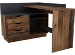 Eckschreibtisch OTTO HOME "Bexley", braun (old wood, anthrazit, old wood, old wood), B:129cm H:83,5cm T:105cm, Tische, Eckschreibtisch, mit viel Stauraum, Breite 129 cm, rechts oder links montierbar