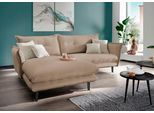 Ecksofa HOME AFFAIRE "Levke, 255 x 180 cm, modern und bequem", braun (hellbraun, zierkissen weiß), B:255cm H:94cm T:180cm, 100% Polyester, Sofas, Ecksofa, Webstoff, L-Form, inkl. Rücken- und Zierkissen