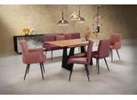Essgruppe K+W KOMFORT & WOHNEN "Giacomo I", rot (carbernet, coral), Flachgewebe 775 Leder CLOUD, Synchron-Auszug, Länge Esstisch: 160cm,Länge Esstischmaximal: 200cm,Breite/Sitzbreite Bank: 177cm, Sitzmöbel-Sets, Essgruppe, 2 Stühle und Bank, 2 Armlehnenstühle Stoff 775, Tisch 160 oder 180 cm