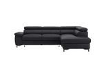 Stylife Ecksofa , Schwarz , Metall , Echtleder , Rindleder , Uni , Ottomane rechts, L-Form , 268x213 cm , Bettkasten erhältlich, Fussart wählbar, Lederauswahl, seitenverkehrt erhältlich, Bettfunktion erhältlich, Hocker erhältlich, Rückenfutter , Wohnzimmer, Sofas & Couches, Wohnlandschaften, Ecksofas