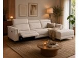 Ecksofa OTTO HOME "LUND, Struktur-Bezug, L-Form, 261cm, man. /elektr. Relaxfunktion", beige (creme), B:261cm H:97cm T:179cm, Webstoff 100% Polyester, Sofas, Ecksofa, auch mit USB A-Anschluss sowie Kopfteilverstellung