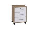 Mid.you , Sonoma Eiche, Weiß Hochglanz , Holzwerkstoff , 3 Schublade(n) Schubladen , 44x58x40 cm , Made in Germany ,
