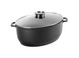 Homeware Profession. Bräter Perfect Cooking, Klar, Schwarz, Edelstahl, Metall, 12 L, oval, 32x13.3x42 cm, Lfgb, backofengeeignet, antihaftbeschichtet, Kochen, Töpfe, Bräter