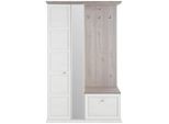 Hom`in Garderobe, Grau, Pinien, Holzwerkstoff, 3-teilig, 123x196.7x38.5 cm, Garderobe, Garderoben-Set & Garderoben-Serien, Garderoben-Sets