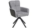 Livetastic Armlehnstuhl, Grau, Holz, Metall, Textil, Pappel, Sperrholz, Drehkreuz, 60x88x67 cm, Sitzfläche 360° drehbar, Esszimmer, Stühle, Esszimmerstühle, Armlehnenstühle