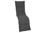 Relaxsesselauflage, Grau, Textil, Uni, Füllung: Schaumstoff, Vlies, 50x7x170 cm, für den Außenbereich geeignet, mittels Gurtband zu befestigen, Outdoor-Kissen, Gartenstuhlauflagen, Hochlehner-Auflagen