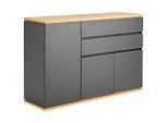 Xora Sideboard, Graphit, Eiche Artisan, Kunststoff, 3 Fächer, 2 Schublade(n) Schubladen, 139x93x42 cm, Typenauswahl, Beimöbel erhältlich, stehend, Wohnzimmer, Kommoden & Sideboards, Sideboards