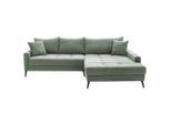 Hom`in Ecksofa, Pastellgrün, Metall, 5-Sitzer, Füllung: Polyetherschaumkern, Ottomane rechts, L-Form, 280x173 cm, seitenverkehrt erhältlich, Rücken echt, Wohnzimmer, Sofas & Couches, Wohnlandschaften, Ecksofas