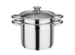 GSW Pastatopf Treviso, Edelstahl, Metall, 6 L, ISO 9001, backofengeeignet, hitzebeständige Griffe, rostfrei, Griffe werden nicht heiß, hitzebeständig, optimale Wärmeverteilung, leichte Reinigung, verkapselter Sandwichboden, Hohlgriffe,mit Dampfablass, backofengeeignet, Kochen, Töpfe, Diverse Spezialtöpfe